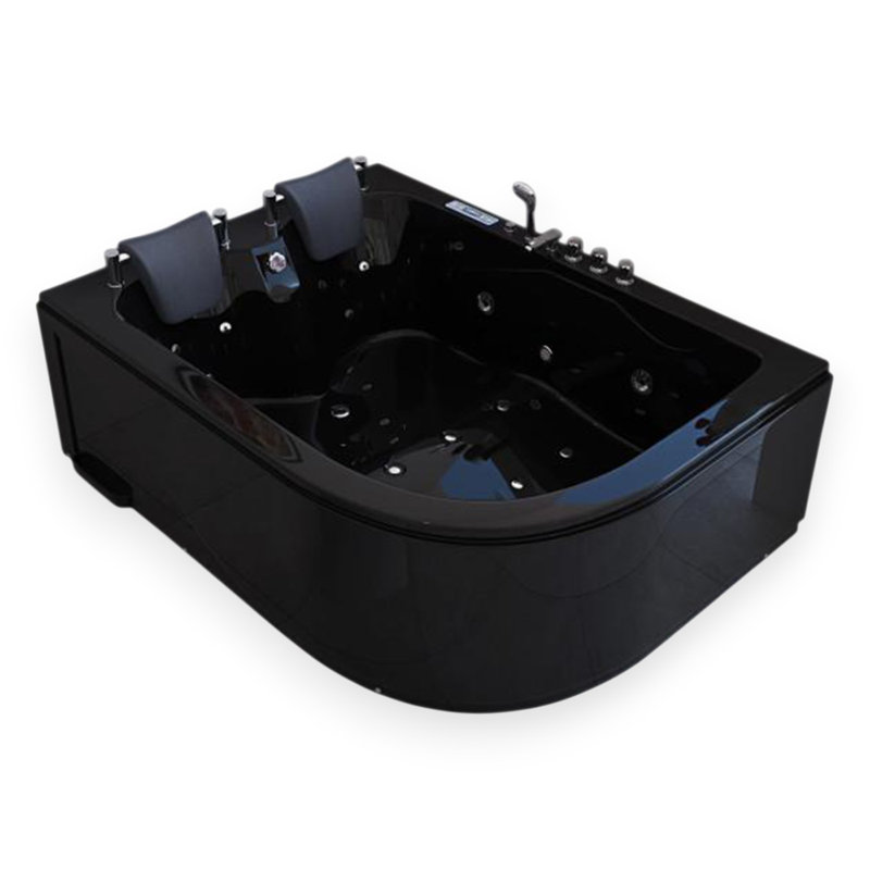 Baignoire tourbillon de coin en acrylique avec robinet 71 po x 47 po AMALFI, Noir