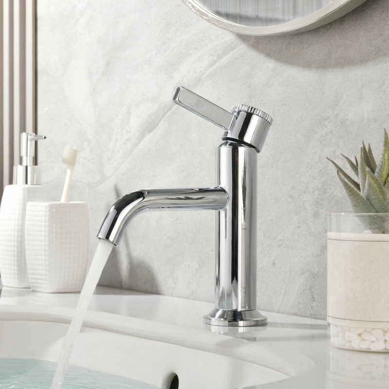 Robinet de salle de bain à poignée simple à fixation sur comptoir avec ensemble de drain Maesson - Chrome poli, Chrome poli