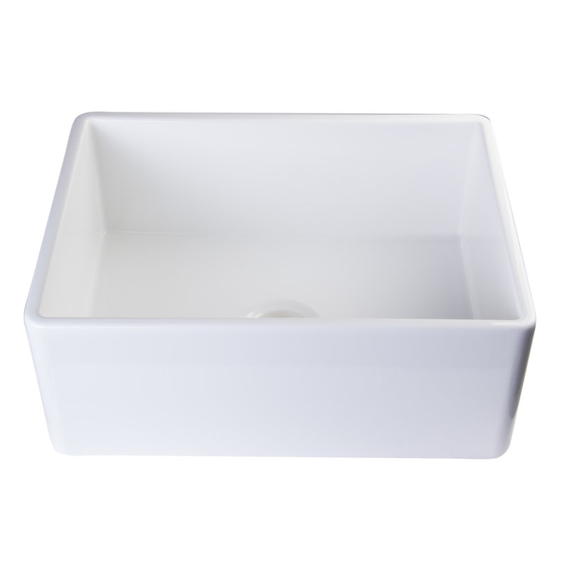 26'' L Single Bowl Fireclay Kitchen Sink, White