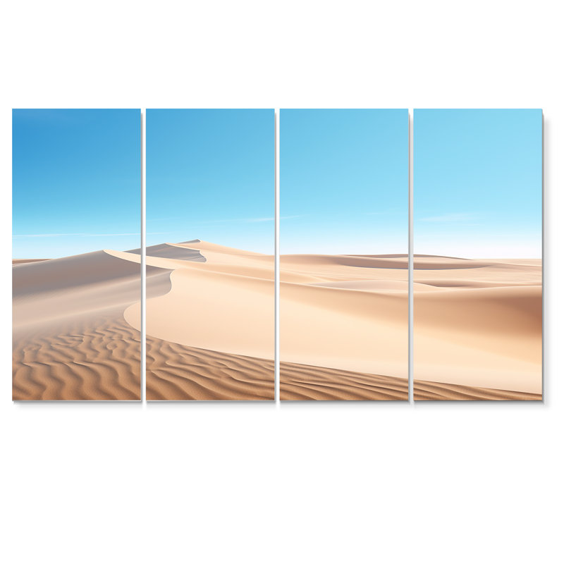 «Blue Sky Over Desert Dunes - Desert Wall Art Decor», 4 pièces, H 28 po x l 48 po