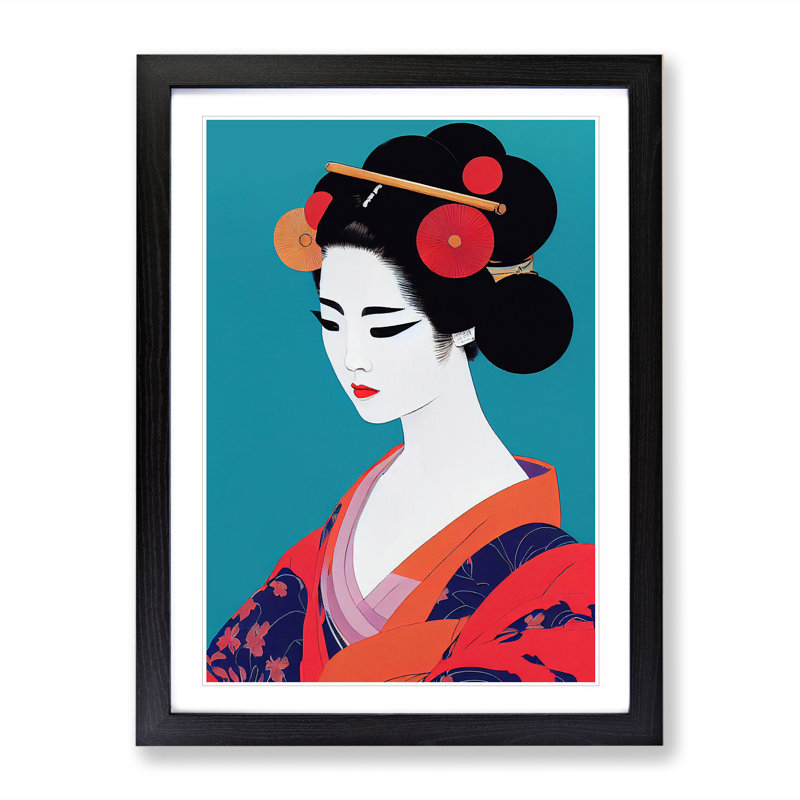XV1022-2623X Luscious Geisha - Single Picture Frame Print, Black, 64cm H x 46cm W x 2cm D