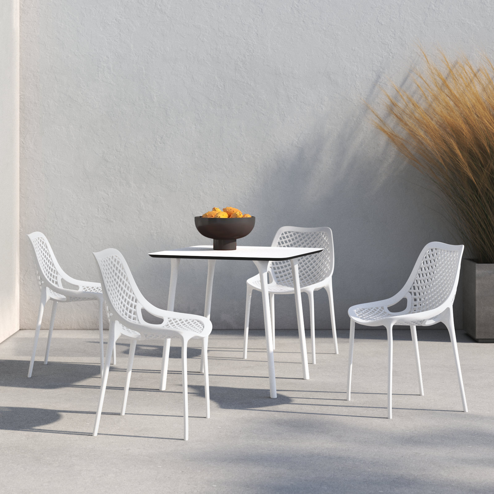 Farrah 31" Patio Dining Set, White/White