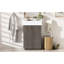 Meuble-lavabo moderne de 55 cm (21,6 po), lavabo en céramique, autoportant, gris foncé, imitation bois, portes à fermeture amortie, porte-papier hygiénique, rangement latéral, étagères fixes, rangement intelligent autoportant pour petites salles de bain.