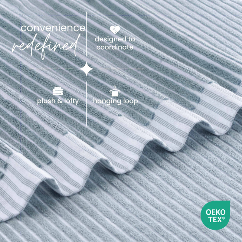 Branden Bath Towel, Sculpted Stripe Light Blue