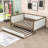 Full Size Linen Upholstered Daybed with Twin Trundle and Nailhead Decoration
