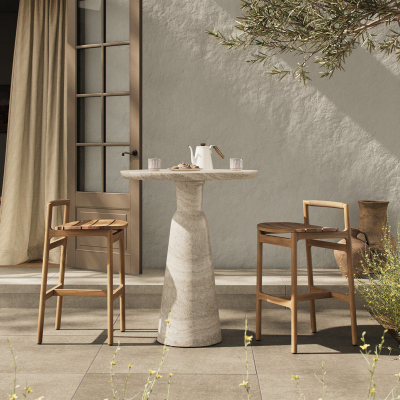 Marsh Outdoor Bar Table-Textured Sandy Grey-Bar, 42" H x 34" W x 34" D