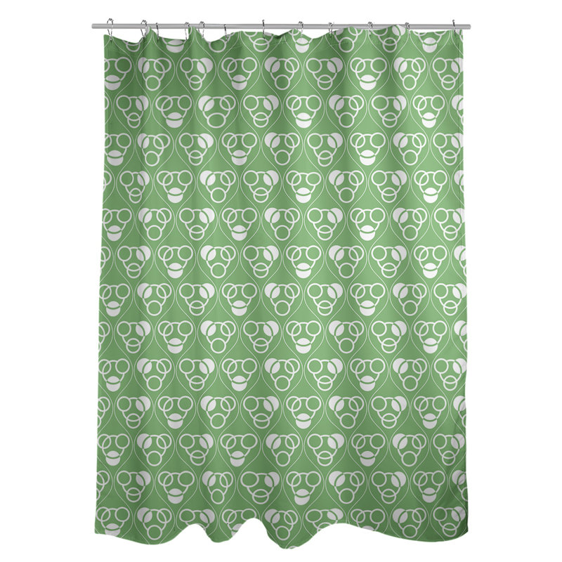 Rideau de douche simple cercles et vagues classic, Vert / blanc