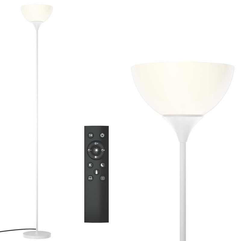 70" Floor Lamp with Remote Control, White