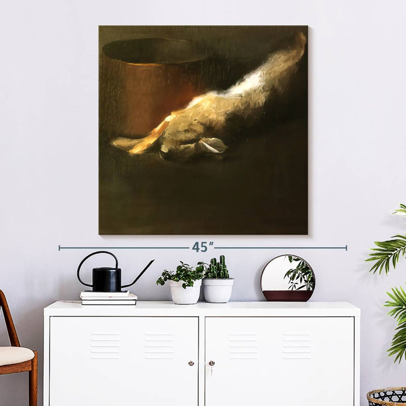 Lapin mort avec pot de cuivre, 33" H x 33" W