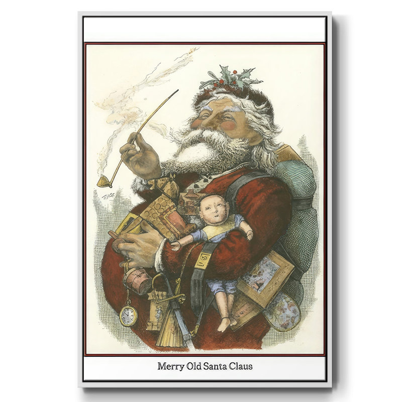 " Merry Santa ", White Floater Framed, 37" H x 25" W x 1.5" D