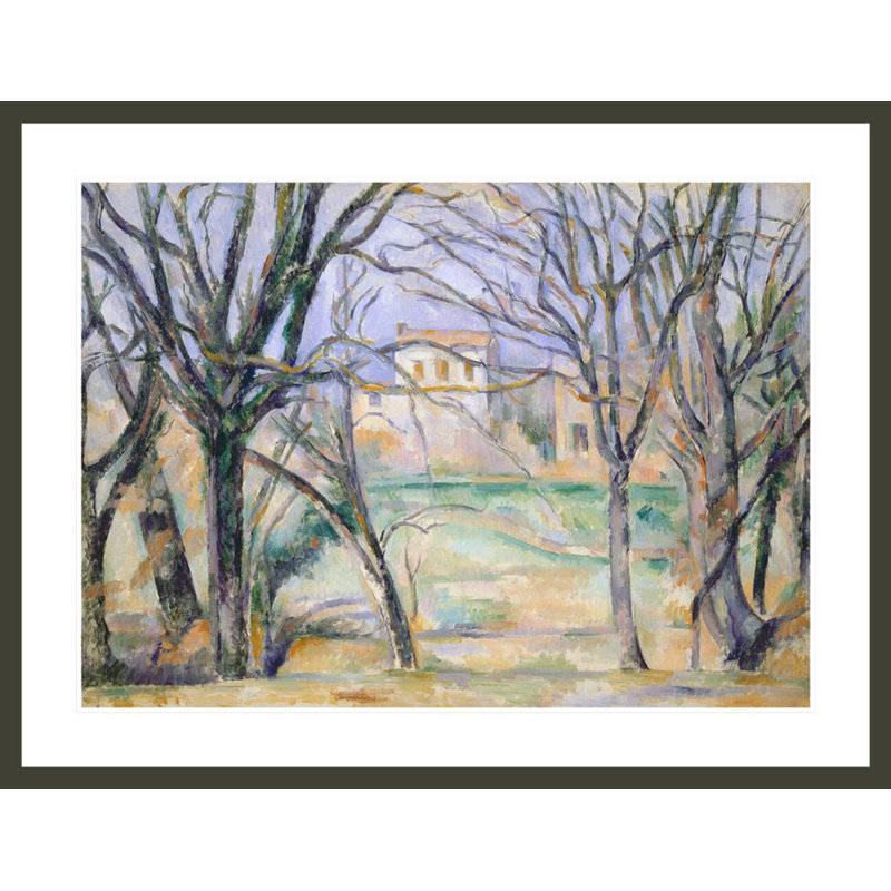 Arbres et maisons par Paul Cézanne - Impression sur toile, H 32,02 po x l 41,5 po