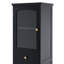 Armoire de rangement de 63 po de hauteur avec portes en verre, deux tiroirs et tablettes réglables, panneau de fibres à densité moyenne, peint en noir - pour exposer vos articles préférés-1920725636