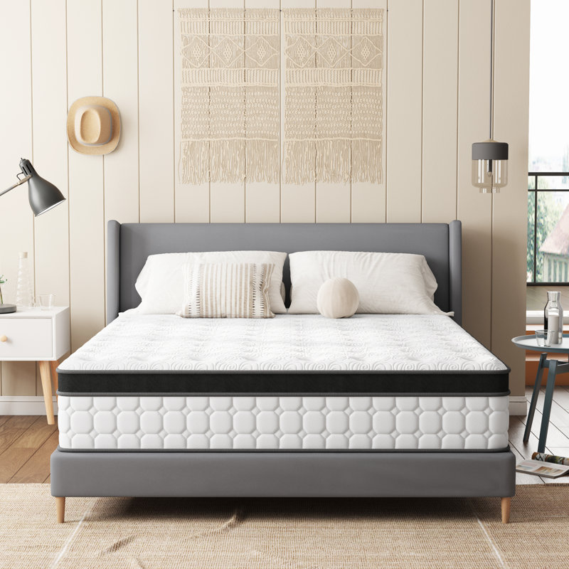 12" Medium Firm Cooling Gel Memory Foam Hybrid Mattress In A Box, Pocketed Coil Support, Certipur-US, Twin