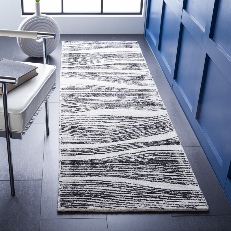 Madiya Hand Tufted Indian Wool And Cotton With Latex Abstract Rug, Runner 2'3" x 8'