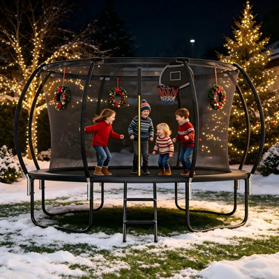 Trampoline rond avec filet de sécurité pour cour arrière, trampoline d'extérieur robuste pour enfants et adultes