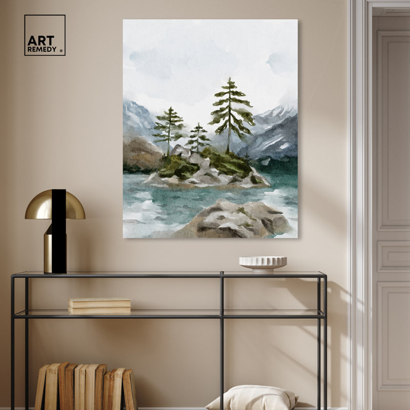 Cold Winter Lake Landscape Canvas Wall Art, 30" x 36"