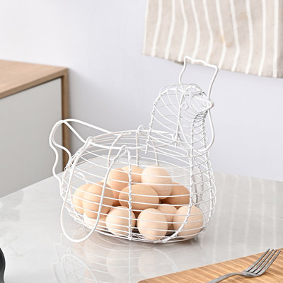 Metal Chicken Eggs Basket Chicken Shaped Eggs Basket Living Room Decoration Storage Fruit Eggs Basket for Kitchen