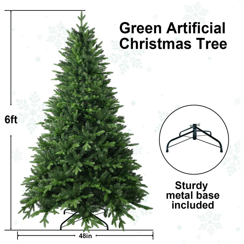 6ft Green Spruce Artificial Christmas Tree with Mixed PE and PVC Branch Tips