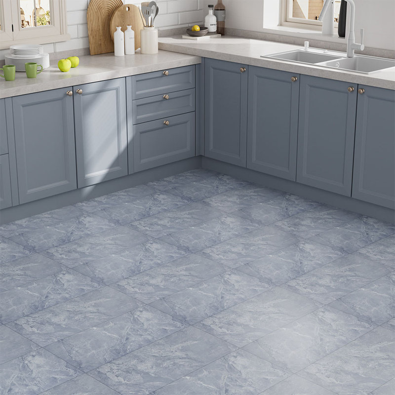 28Pcs 60x30cm Realistic Stone Texture Self Adhesive PVC Flooring, Blue Grey