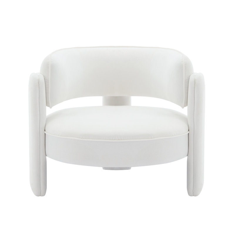 Upholstered Barrel Chair(Set of 2), White Velvet