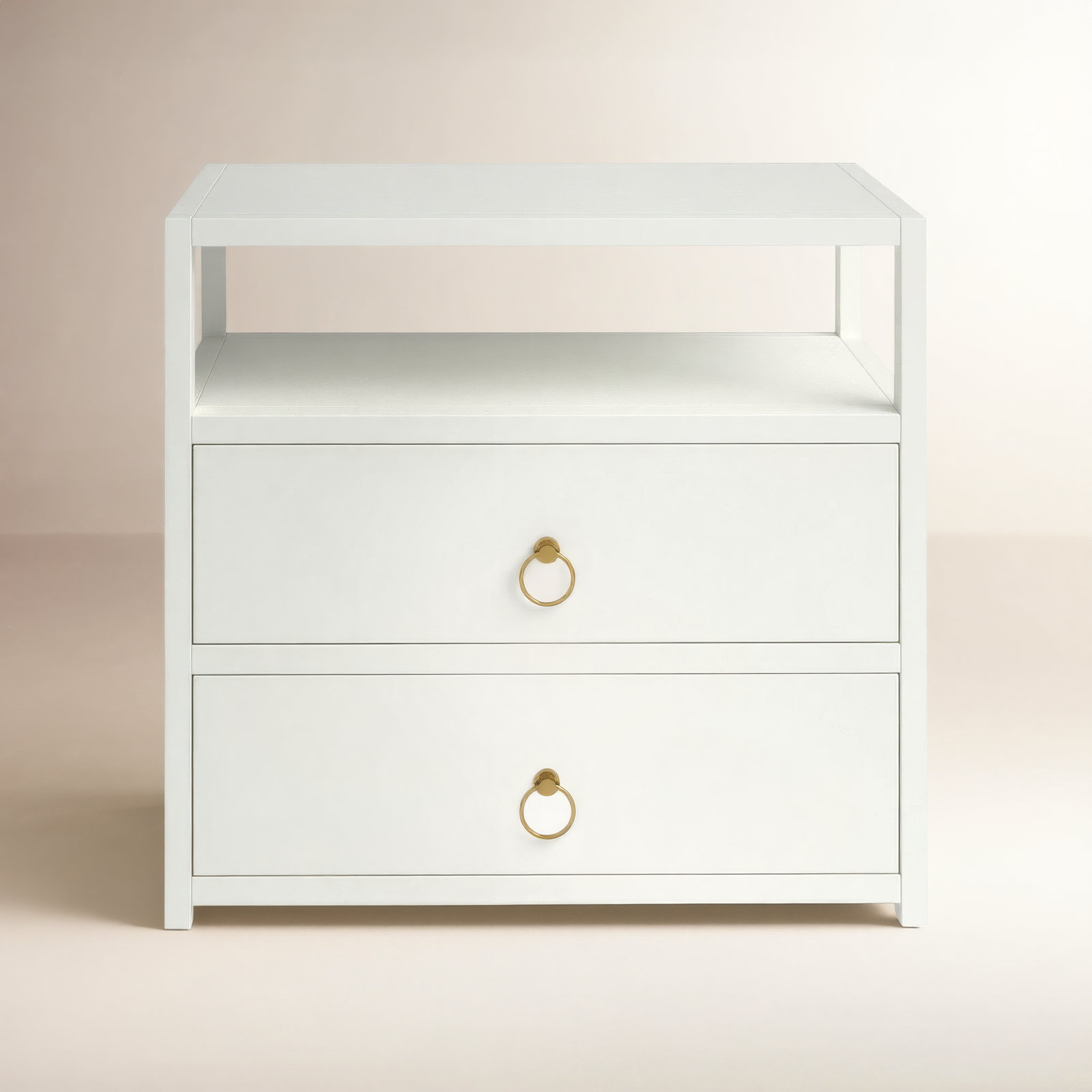 Elin 2-Drawer Acacia Nightstand, White