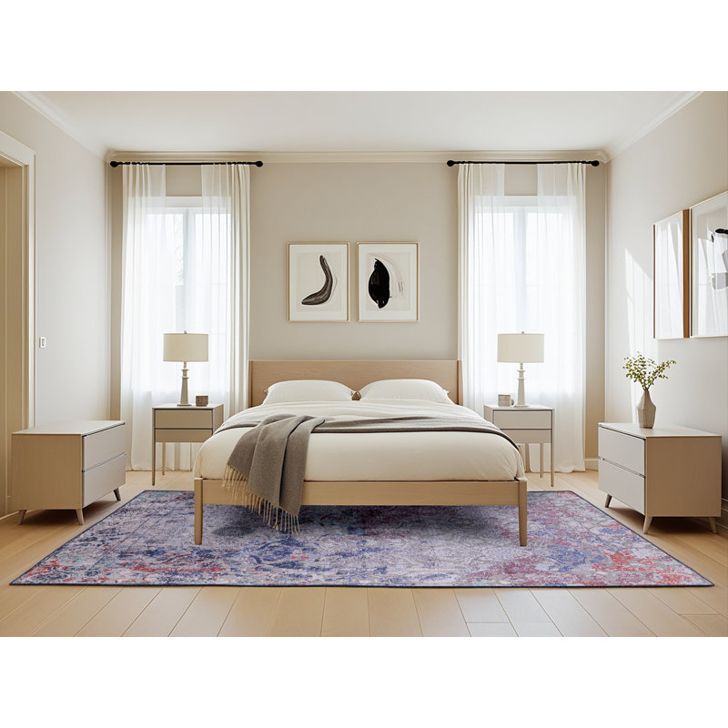 Tapis oriental mauve / bleu, Rectangle de 5 pi x 8 pi