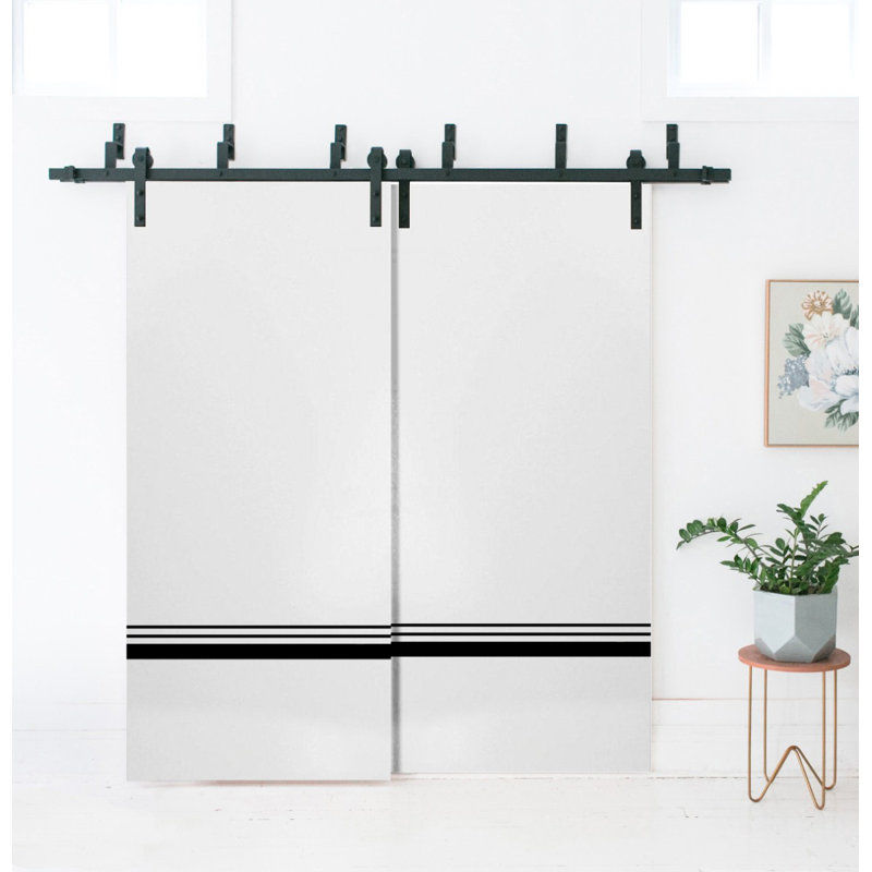 Porte de grange en bois massif massif, Satin blanc, 36 po x 80 po