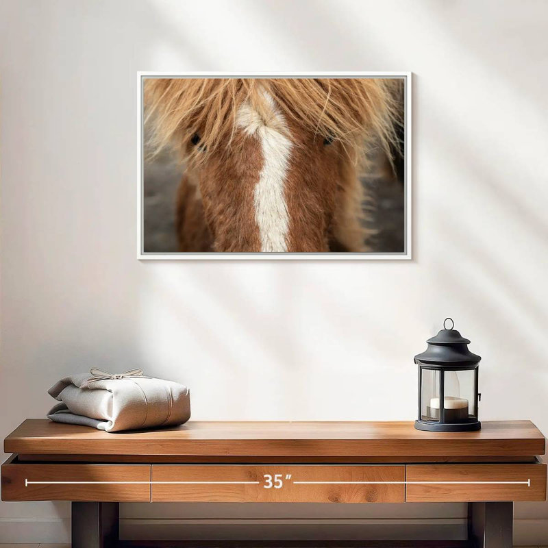 Gros plan d'un cheval Islandais, 19 po x 13 po, Cadre flottant blanc