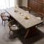 Table de salle à manger rectangulaire grise en bois massif-1672776582