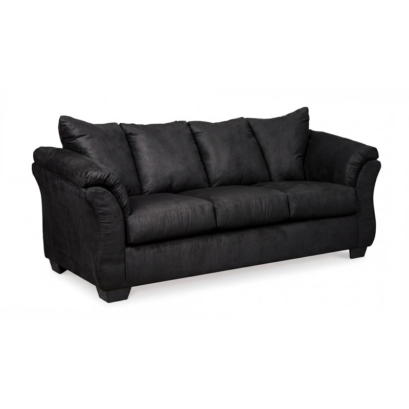 Canapé avec accoudoirs à plateau-coussin Darcy, Noir, H 37 po x l 89 po x P 38 po