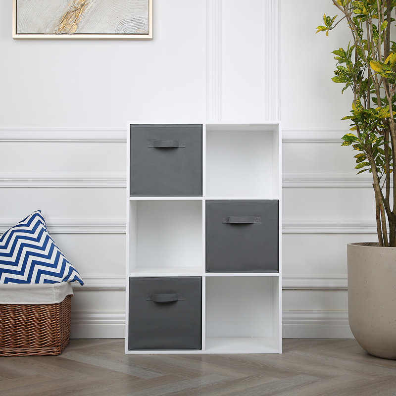 Jane 3x3 Bookcase with 5 Baskets, 91cm. H x 61cm. W x 30cm. D