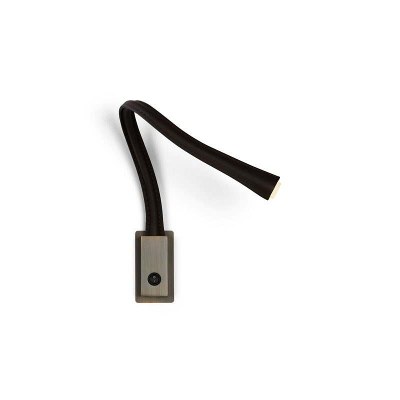 Flexiled Ap Leather with Switch 1-Light Spotlight, Black, 23.6"H x 4"W x 2"D, Satin Bronze