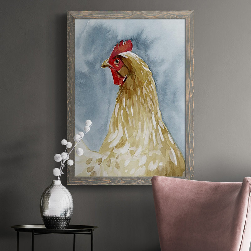 «Haddington Chicken Portrait I», reproduction d'art sur toile, H 43,5 po x l 31,5 po x P 1 po, gris
