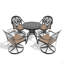 L'ensemble de salle à manger en fonte d'aluminium toutes saisons comprend des chaises pivotantes et une table avec un cadre noir-163840515