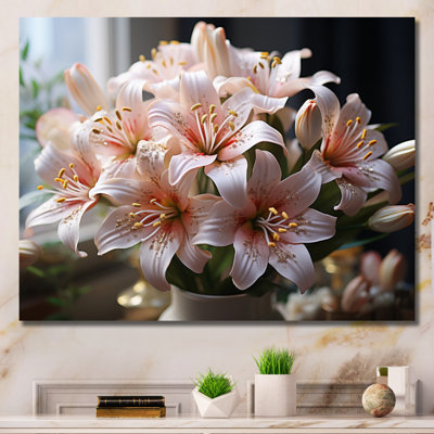 " Peach White Lilies Elegant II "
