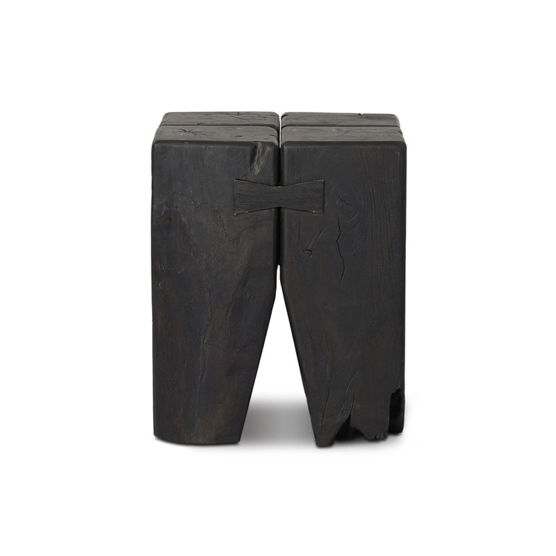 Oshan Outdoor Square Teak Side Table, Stained Black-Teak Root