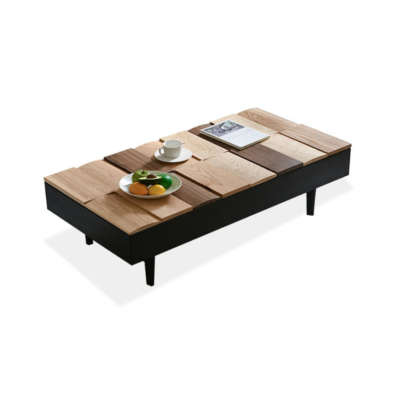 Table basse rectangulaire en bois massif noir, H 15,7 po x L 59,1 po x l 27,6 po
