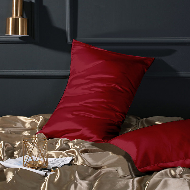 Pillowcases, Satin Luxurious Pillowcases with Envelope Closure - NTBAY, Standard, Wine Red