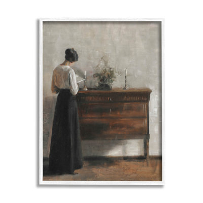 " Classic Woman In Dress Reading "
