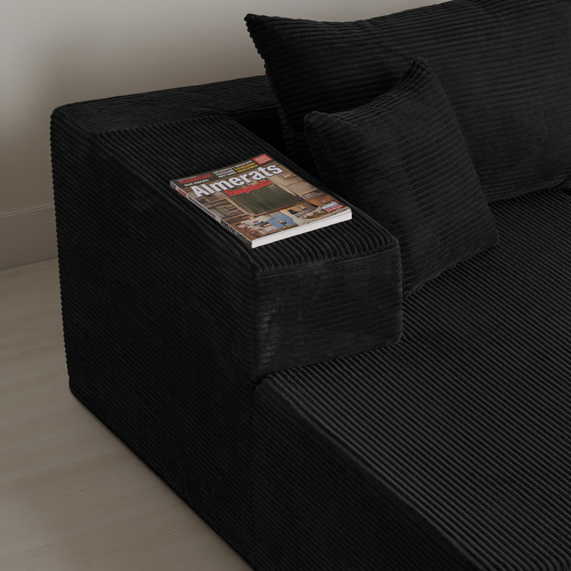 Pièce sans assemblage requis Canapé Cloud avec coussin, Velours côtelé noir