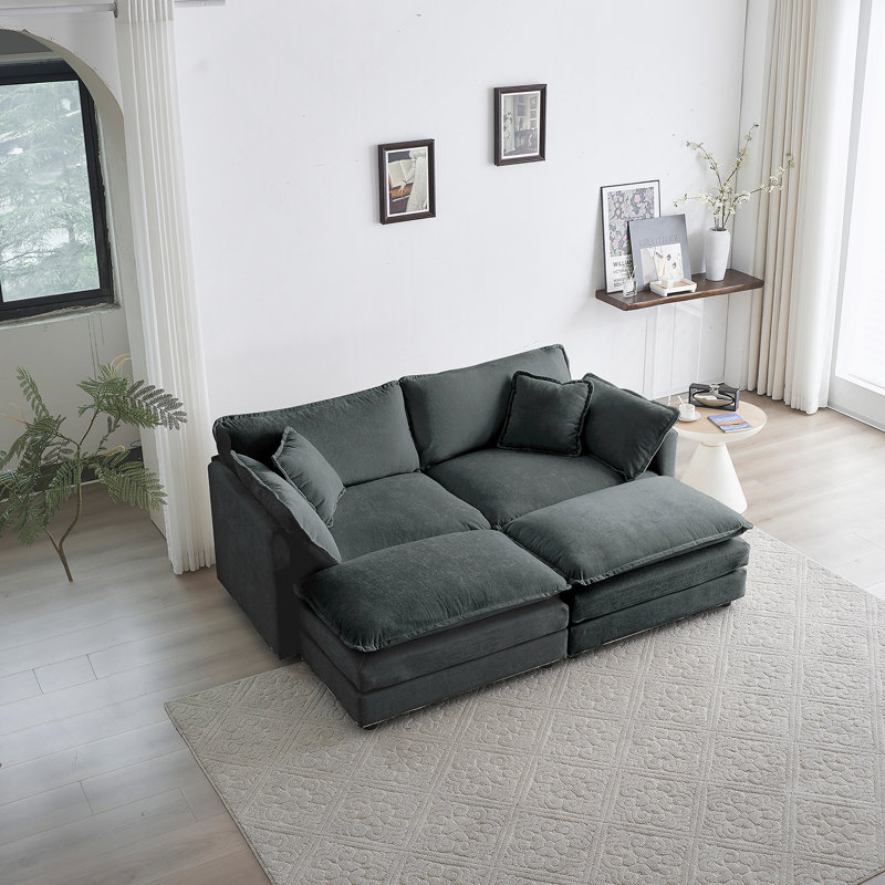 Canapé confortable à trois places Mid-Century moderne avec plusieurs coussins pour le salon