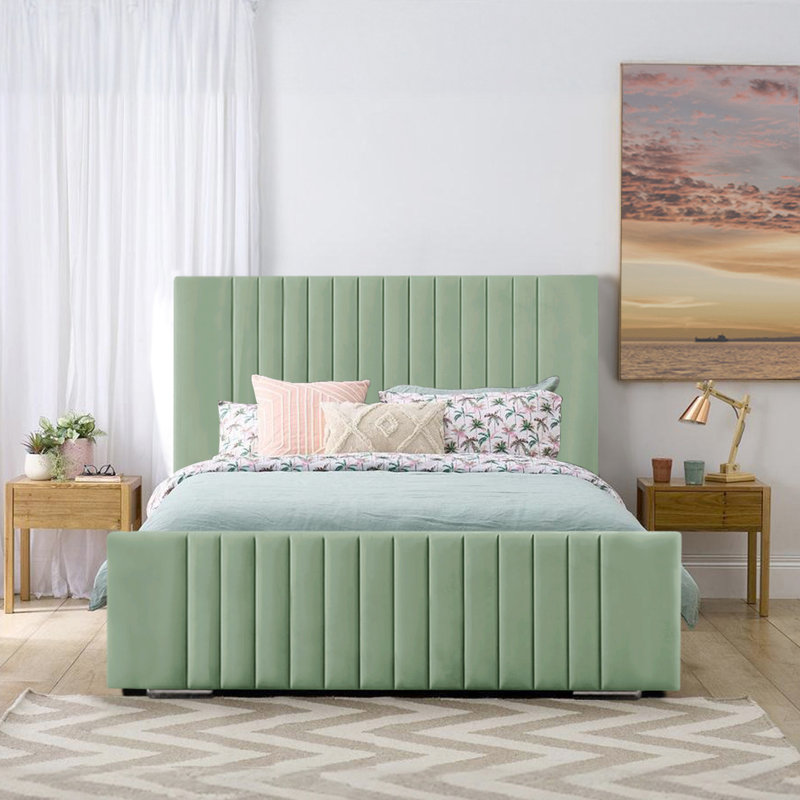 Aerys Upholstered Bed, Double (4'6), Duck Egg