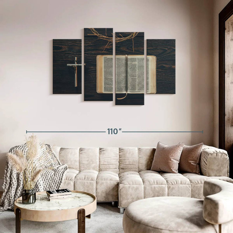 Bible, reproduction d'art sur toile, H 48 po x l 75 po x P 1,25 po