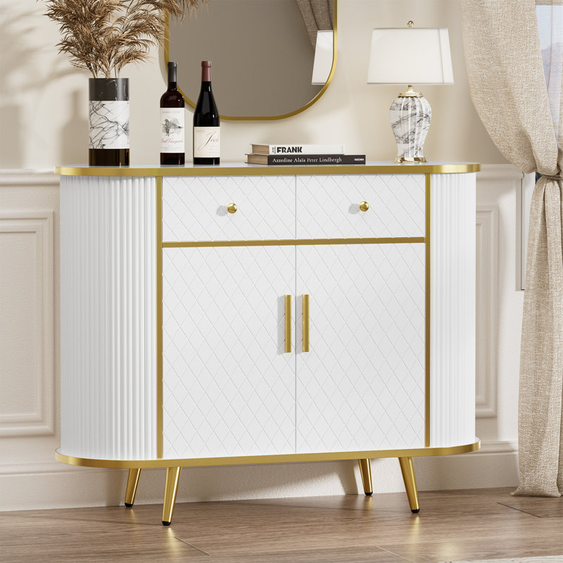 Buffet 43,3 po de style luxueux avec tablettes réglables, pour le salon / salle à manger