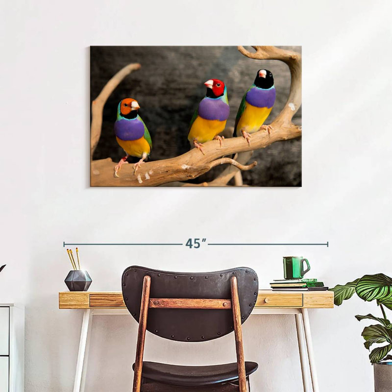 Rainbow Finches, 24" H x 36" W