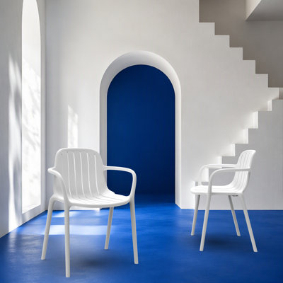 LEShi Chaise de salle à manger avec accoudoirs et dossier en plastique