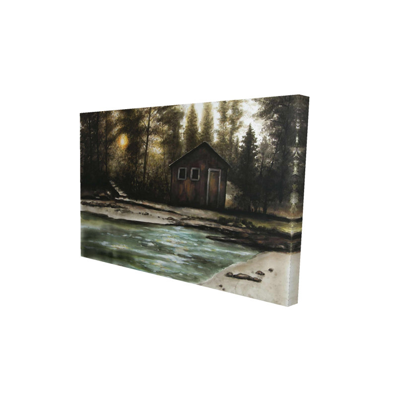 Cabane dans la forêt - Toile rustique Man Cave Home Decor, H 24 po x l 36 po
