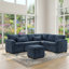 Canapé d'angle modulaire en L 97 po avec repose-pieds avec rangement, canapé en chenille avec 7 sièges et 2 coussins pour le salon, moderne, petit espace, facile à assembler, bleu foncé-131519095