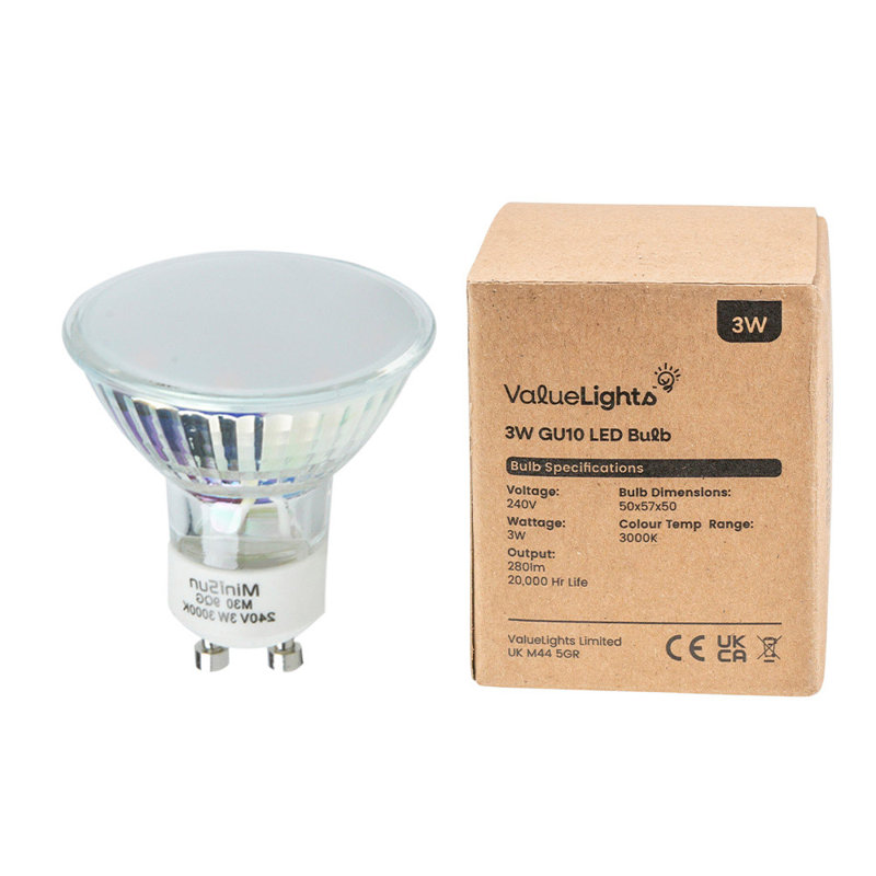 Mendosa GU10 3w SMD LED 3000k Warm White Bulb, Black, LED included