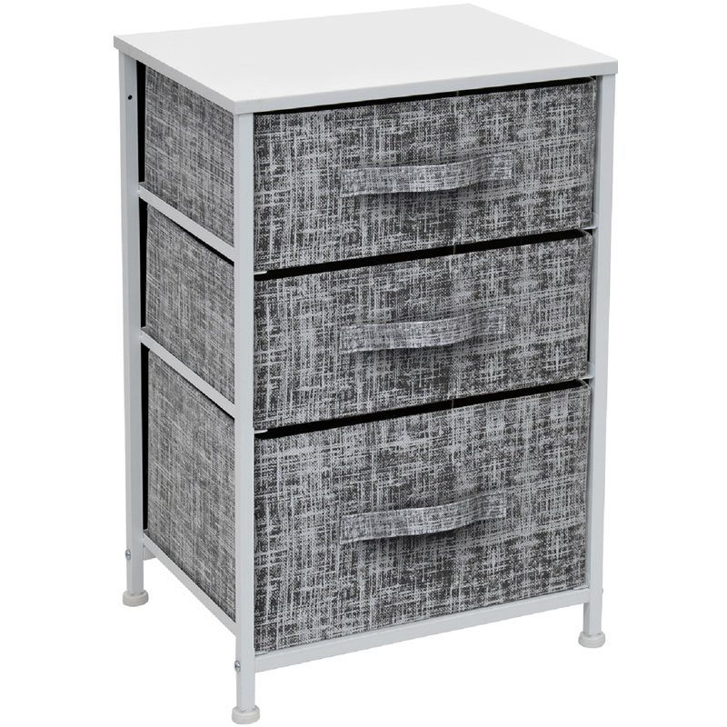 Table de bout à 3 tiroirs - Gris / noir, Blanc / gris